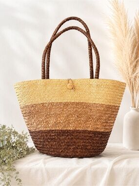 Boho Straw Tote Bag – Large Woven Beach & Market Carryall